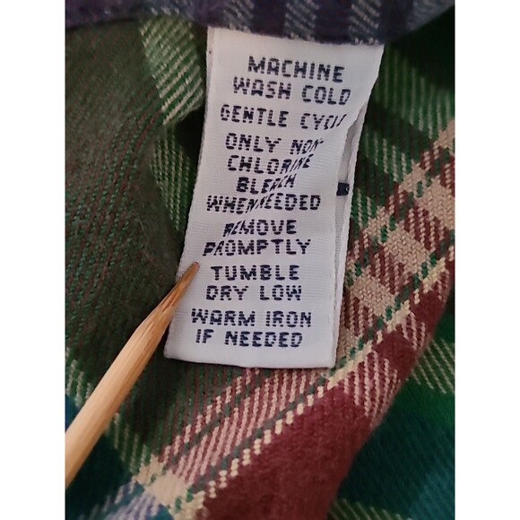 Vintage Polo Ralph Lauren Cotton Flannel Shirt Medium Green Blue Red Plaid 90s - Picture 7 of 11